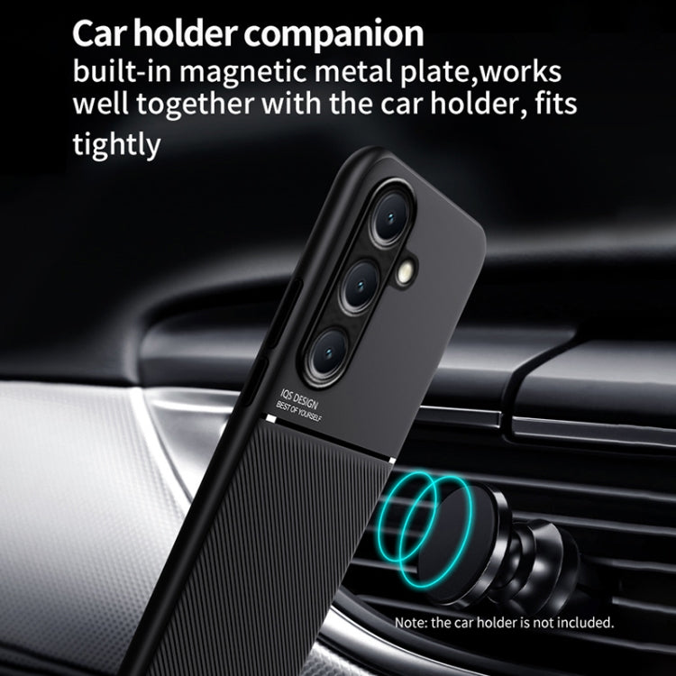 For Samsung Galaxy S25+ 5G Classic Tilt Strip Grain Magnetic PC Hybrid TPU Phone Case(Red)