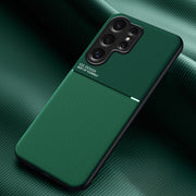 For Samsung Galaxy S25 Ultra 5G Classic Tilt Strip Grain Magnetic PC Hybrid TPU Phone Case(Green)
