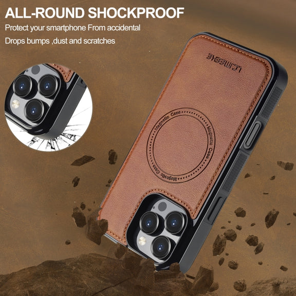 For iPhone 16 Pro LC.IMEEKE Magsafe Phone Case(Brown)
