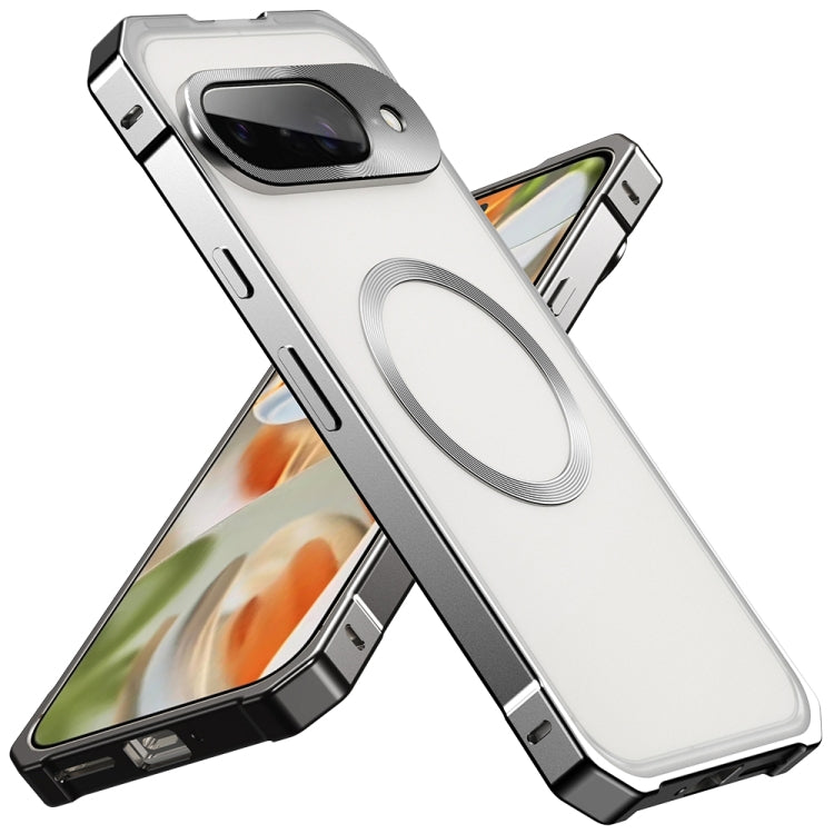 For Google Pixel 8 Irregular Alloy Frame Fosted Translucent MagSafe Phone Case(Titanium) - Google Cases by PMC TechLife | Online Shopping South Africa | PMC TechLife | Buy Now Pay Later Mobicred