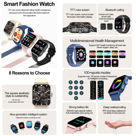 ZW36A 1.83 inch BT Call Smart Watch, Blood oxygen / Blood Pressure / Heart Rate(Gold)