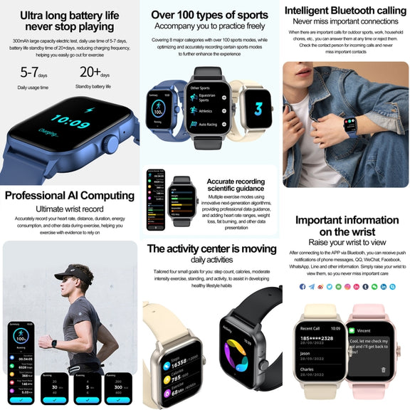 ZW36A 1.83 inch BT Call Smart Watch, Blood oxygen / Blood Pressure / Heart Rate(Gold)