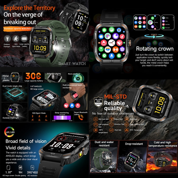 ZW69 1.97 inch AMOLED Outdoor Sports BT Call Smart Watch, Blood Oxygen / Heart Rate / Remote Photography / Sleep monitoring(Green) - Smart Wristbands by PMC TechLife | Online Shopping South Africa | PMC TechLife | Buy Now Pay Later Mobicred