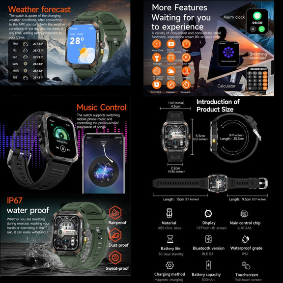 ZW69 1.97 inch AMOLED Outdoor Sports BT Call Smart Watch, Blood Oxygen / Heart Rate / Remote Photography / Sleep monitoring(Grey)