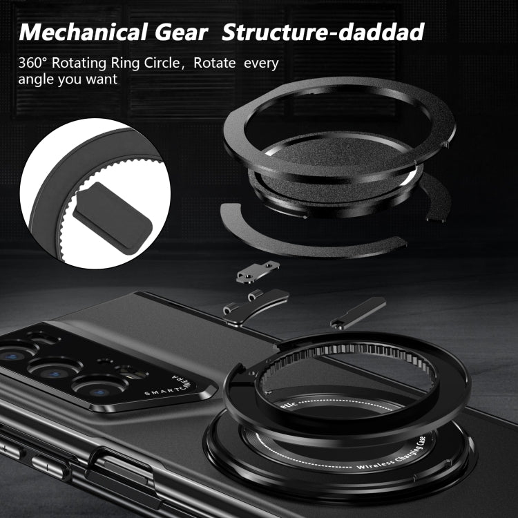 For Honor Magic V2 RSR Porsche Design Gold Medal Rotating Folding Series Ring Holder Phone Case(Black) - Honor Cases by PMC TechLife | Online Shopping South Africa | PMC TechLife | Buy Now Pay Later Mobicred