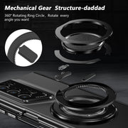 For Honor Magic V2 RSR Porsche Design Gold Medal Rotating Folding Series Ring Holder Phone Case(Black)