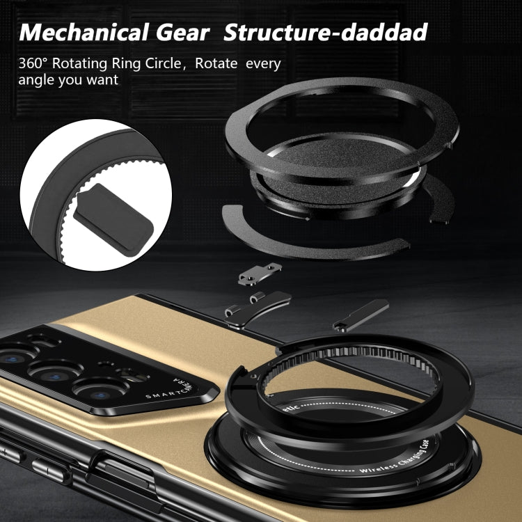 For Honor Magic V2 RSR Porsche Design Gold Medal Rotating Folding Series Ring Holder Phone Case(Gold)