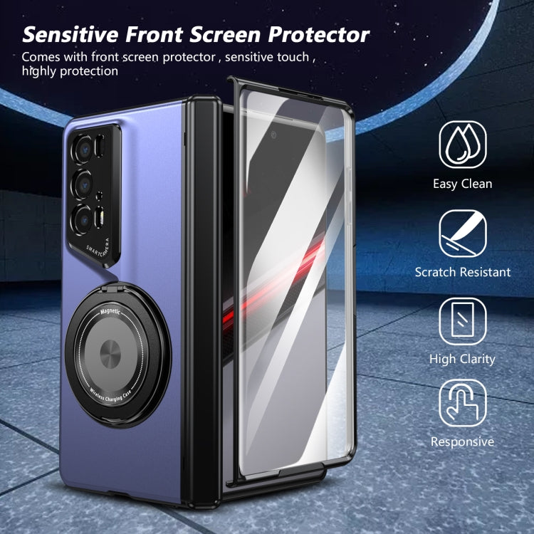 For Honor Magic V2 RSR Porsche Design Gold Medal Rotating Folding Series Ring Holder Phone Case(Blue) - Honor Cases by PMC TechLife | Online Shopping South Africa | PMC TechLife | Buy Now Pay Later Mobicred