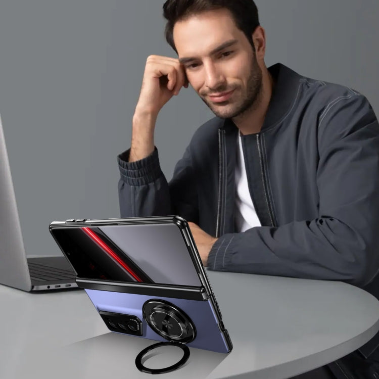 For Honor Magic V2 RSR Porsche Design Gold Medal Rotating Folding Series Ring Holder Phone Case(Blue) - Honor Cases by PMC TechLife | Online Shopping South Africa | PMC TechLife | Buy Now Pay Later Mobicred