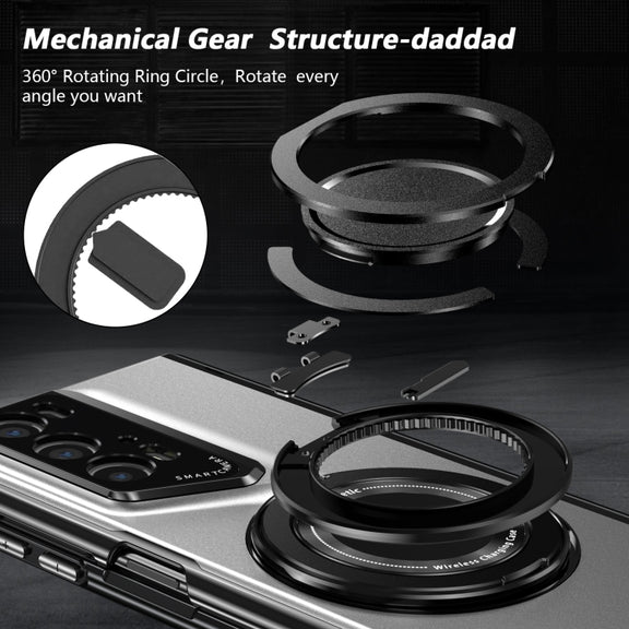 For Honor Magic V2 RSR Porsche Design Gold Medal Rotating Folding Series Ring Holder Phone Case(Silver)