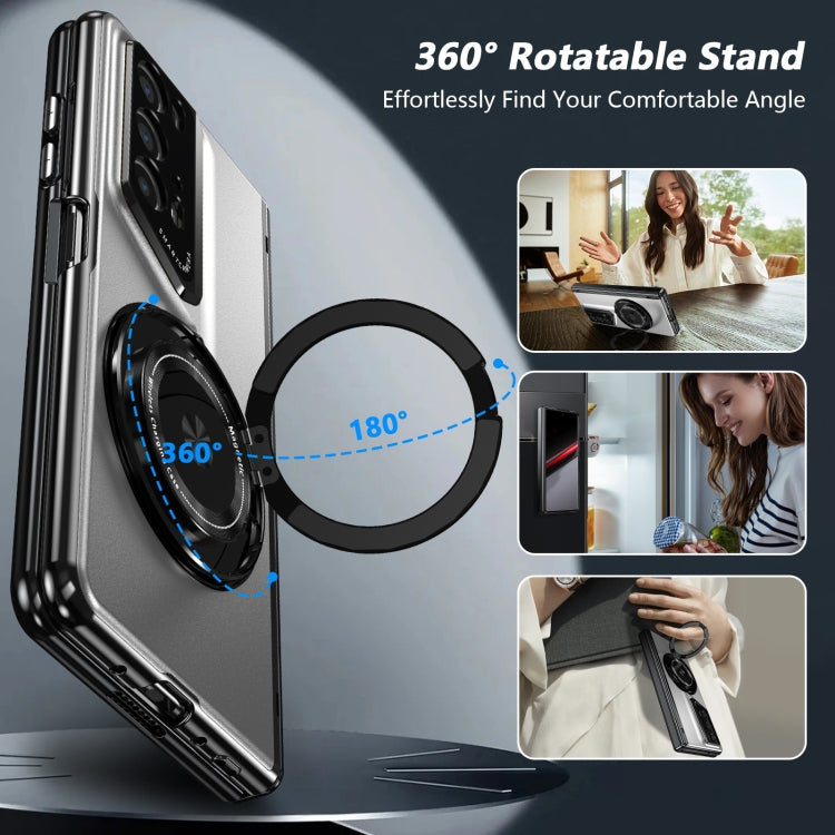 For Honor Magic V2 RSR Porsche Design Gold Medal Rotating Folding Series Ring Holder Phone Case(Silver) - Honor Cases by PMC TechLife | Online Shopping South Africa | PMC TechLife | Buy Now Pay Later Mobicred