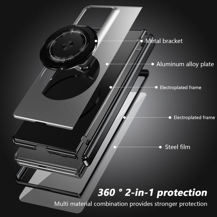 For Honor Magic V2 RSR Porsche Design Gold Medal Rotating Folding Series Ring Holder Phone Case(Silver) - Honor Cases by PMC TechLife | Online Shopping South Africa | PMC TechLife | Buy Now Pay Later Mobicred