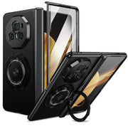 For Honor Magic V3 Gold Medal Rotating Folding Series Ring Holder Phone Case(Black)