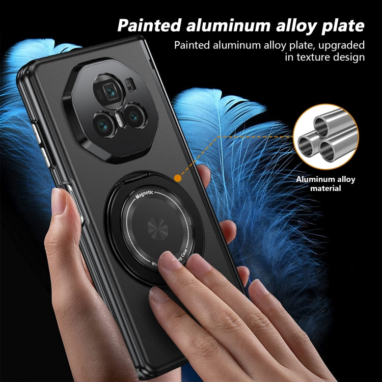 For Honor Magic V3 Gold Medal Rotating Folding Series Ring Holder Phone Case(Black)