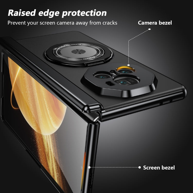 For Honor Magic V3 Gold Medal Rotating Folding Series Ring Holder Phone Case(Black) - Honor Cases by PMC TechLife | Online Shopping South Africa | PMC TechLife | Buy Now Pay Later Mobicred
