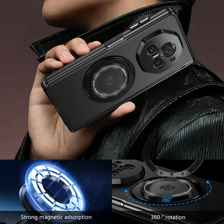 For Honor Magic V3 Gold Medal Rotating Folding Series Ring Holder Phone Case(Black) - Honor Cases by PMC TechLife | Online Shopping South Africa | PMC TechLife | Buy Now Pay Later Mobicred