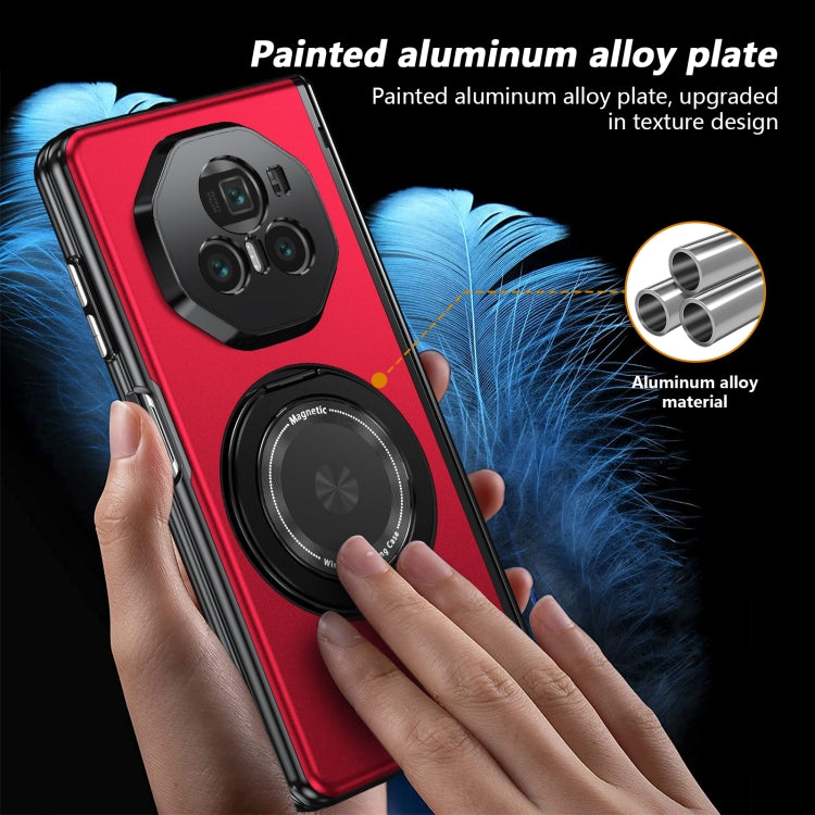 For Honor Magic V3 Gold Medal Rotating Folding Series Ring Holder Phone Case(Red)