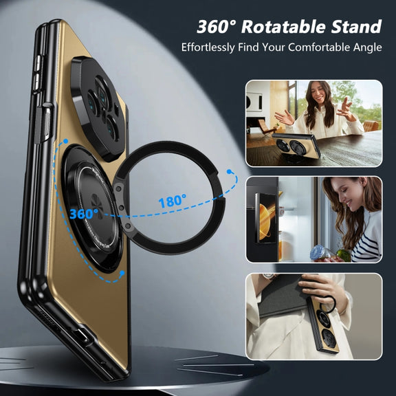 For Honor Magic V3 Gold Medal Rotating Folding Series Ring Holder Phone Case(Gold)
