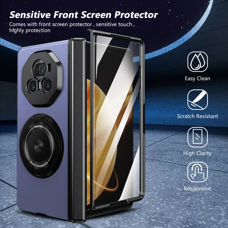 For Honor Magic V3 Gold Medal Rotating Folding Series Ring Holder Phone Case(Blue) - Honor Cases by PMC TechLife | Online Shopping South Africa | PMC TechLife | Buy Now Pay Later Mobicred