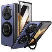 For Honor Magic V3 Gold Medal Rotating Folding Series Ring Holder Phone Case(Blue)