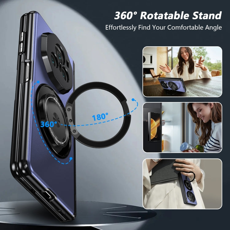 For Honor Magic V3 Gold Medal Rotating Folding Series Ring Holder Phone Case(Blue)