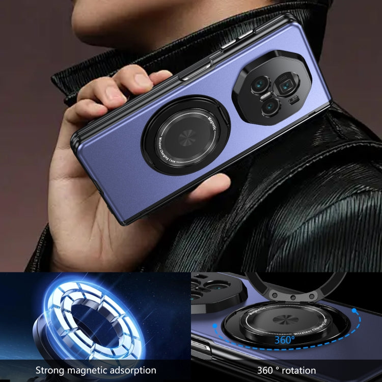 For Honor Magic V3 Gold Medal Rotating Folding Series Ring Holder Phone Case(Blue) - Honor Cases by PMC TechLife | Online Shopping South Africa | PMC TechLife | Buy Now Pay Later Mobicred