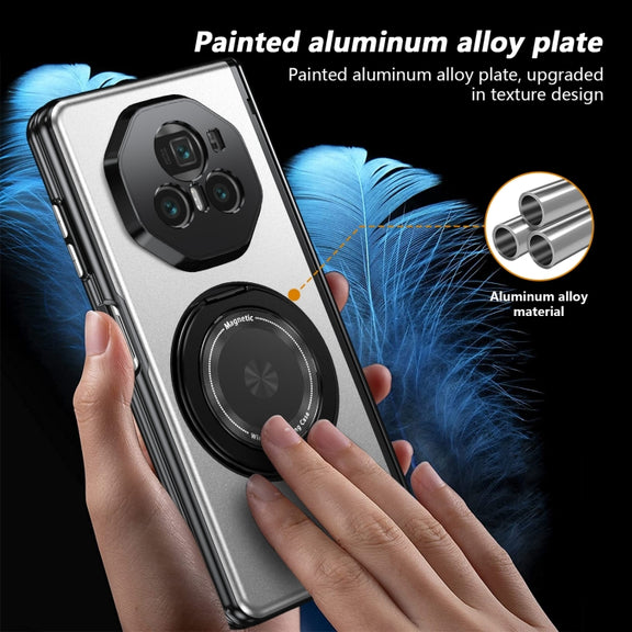 For Honor Magic V3 Gold Medal Rotating Folding Series Ring Holder Phone Case(Silver)