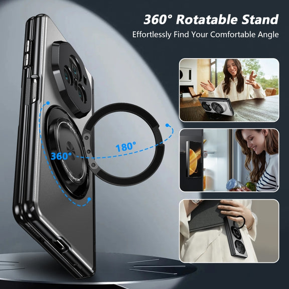 For Honor Magic V3 Gold Medal Rotating Folding Series Ring Holder Phone Case(Silver)