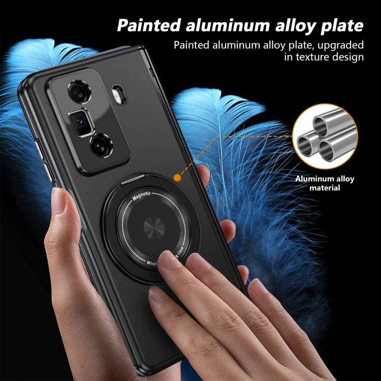 For Honor Magic Vs3 Gold Medal Rotating Folding Series Ring Holder Phone Case(Black) - Honor Cases by PMC TechLife | Online Shopping South Africa | PMC TechLife | Buy Now Pay Later Mobicred
