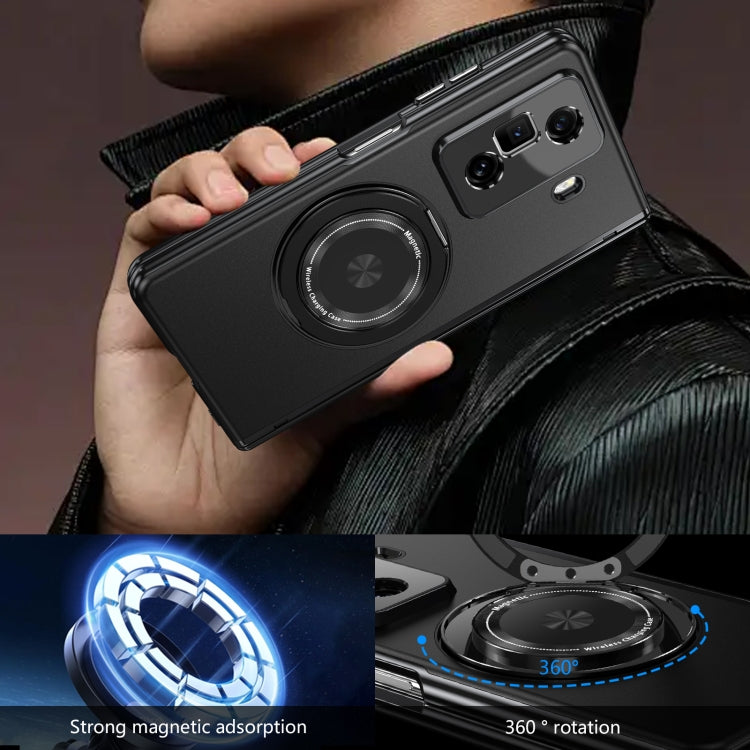 For Honor Magic Vs3 Gold Medal Rotating Folding Series Ring Holder Phone Case(Black) - Honor Cases by PMC TechLife | Online Shopping South Africa | PMC TechLife | Buy Now Pay Later Mobicred