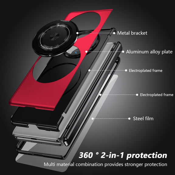 For Huawei Mate X5 Gold Medal Rotating Folding Series Ring Holder Phone Case(Red)