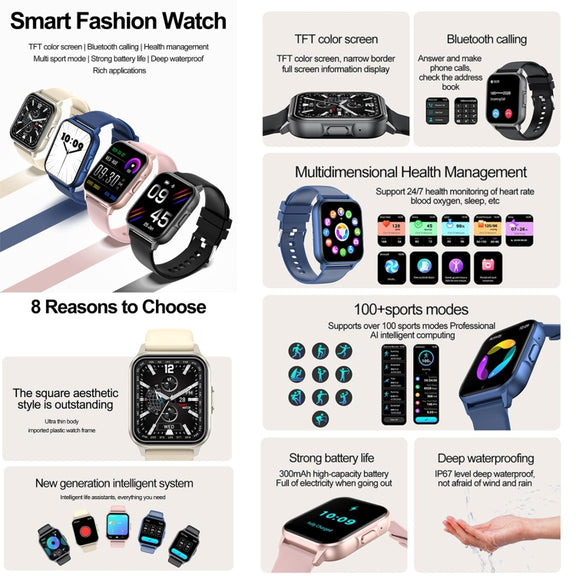 ZW36 1.83 inch BT Call Smart Watch, Blood oxygen / Blood Pressure / Heart Rate(Black)