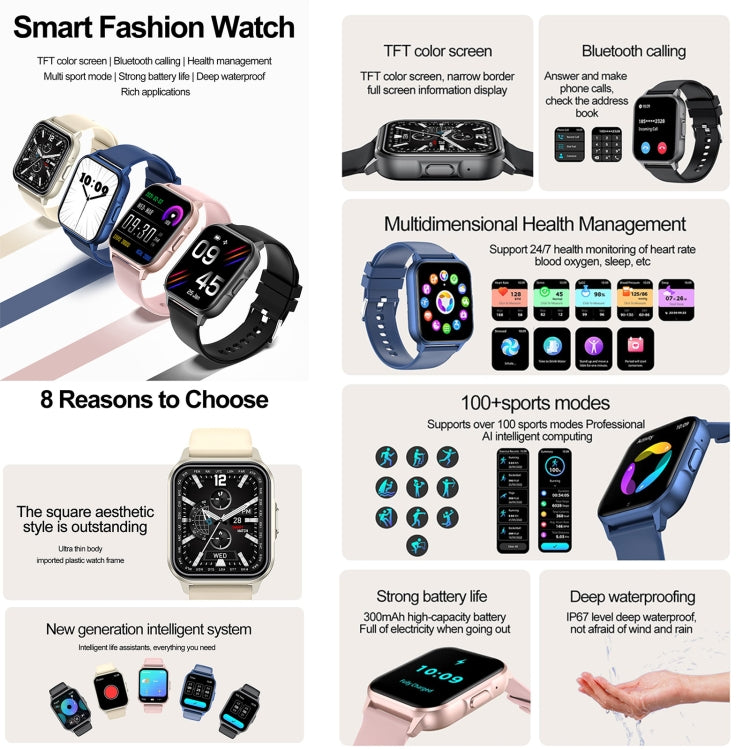 ZW36 1.83 inch BT Call Smart Watch, Blood oxygen / Blood Pressure / Heart Rate(Pink)