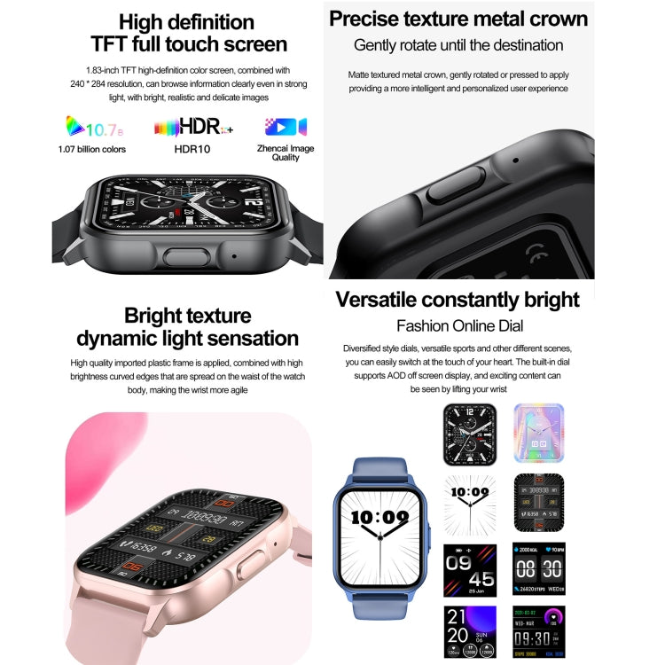ZW36 1.83 inch BT Call Smart Watch, Blood oxygen / Blood Pressure / Heart Rate(Pink)