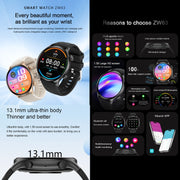 ZW63 1.39 inch Round Screen Smart Watch, Heart Rate / Blood Pressure / Blood Sugar / Blood Oxygen / Body Temperature / MET Test(Gold)