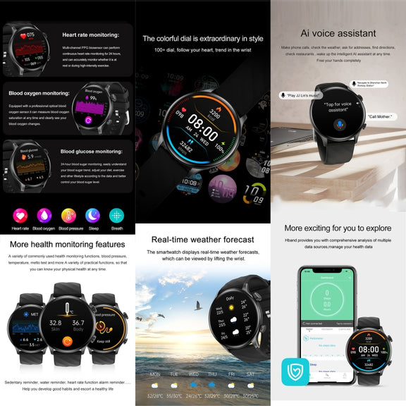 ZW63 1.39 inch Round Screen Smart Watch, Heart Rate / Blood Pressure / Blood Sugar / Blood Oxygen / Body Temperature / MET Test(Black)