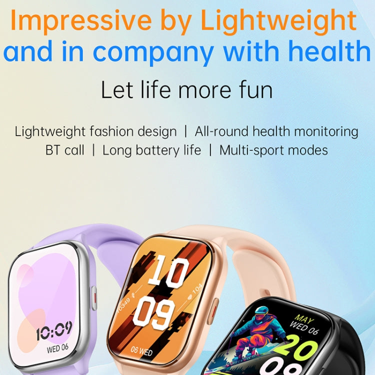 KT73S 1.85 inch Square Screen BT Call Smart Watch, Heart Rate / Blood Pressure / Blood Oxygen / Female Health / Sleep Monitoring(Purple) - free shipping - PMC TechLife - Order now!