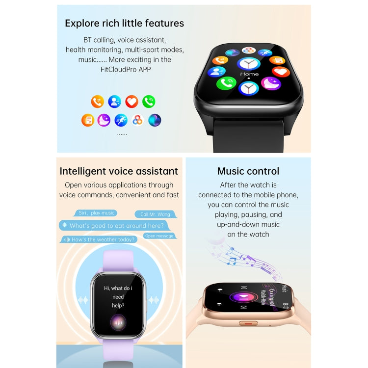 KT73S 1.85 inch Square Screen BT Call Smart Watch, Heart Rate / Blood Pressure / Blood Oxygen / Female Health / Sleep Monitoring(Black)