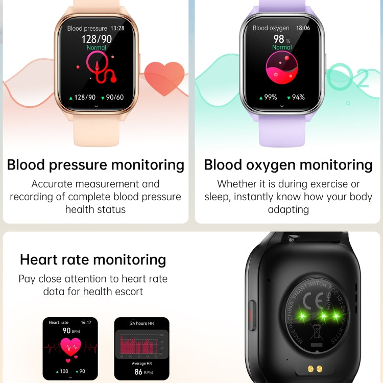 KT73S 1.85 inch Square Screen BT Call Smart Watch, Heart Rate / Blood Pressure / Blood Oxygen / Female Health / Sleep Monitoring(Black)