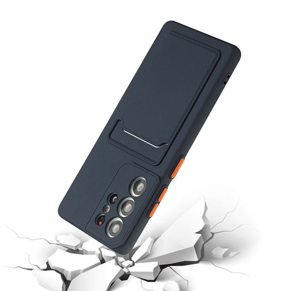 For Samsung Galaxy S25 Ultra 5G Card Slot Design Shockproof TPU Phone Case(Dark Blue)