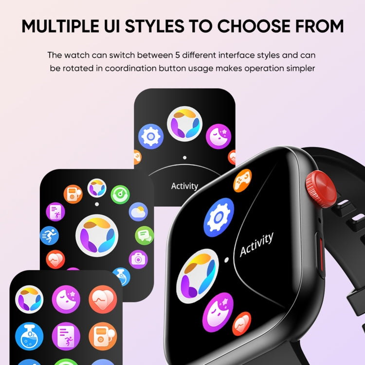 LC88 2 inch Square Screen BT Call Smart Watch, Heart Rate / Blood Pressure / Blood Oxygen / Sleep Monitoring(Black)