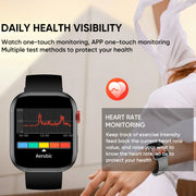 LC88 2 inch Square Screen BT Call Smart Watch, Heart Rate / Blood Pressure / Blood Oxygen / Sleep Monitoring(Black)
