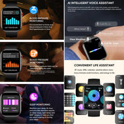 LC88 2 inch Square Screen BT Call Smart Watch, Heart Rate / Blood Pressure / Blood Oxygen / Sleep Monitoring(Black)