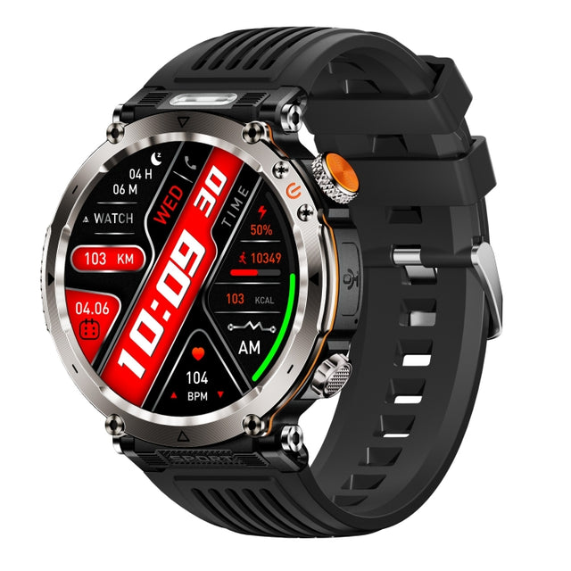 HT30 1.7 inch IP68 Water-resistant Silicone Band Smart Watch, Support Flashlight / Banknote Detector Light / Compass(Black)