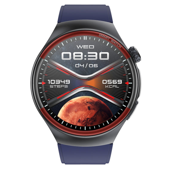 T82 1.43 inch Round Screen BT Call Smart Watch, Heart Rate / Blood Pressure / Blood Oxygen / Sleep / Blood Sugar / HRV / Metope / SOS, Strap:Silicone Blue