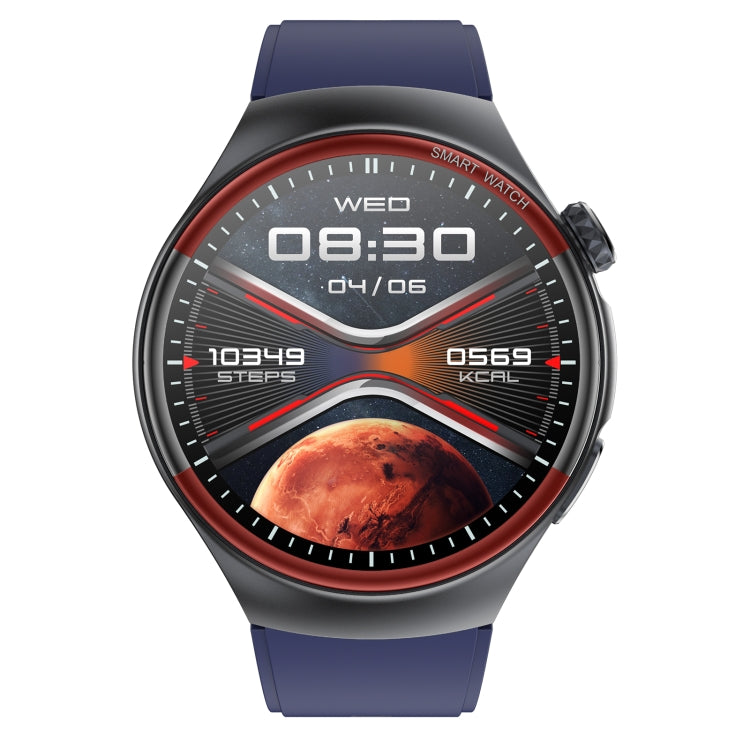 T82 1.43 inch Round Screen BT Call Smart Watch, Heart Rate / Blood Pressure / Blood Oxygen / Sleep / Blood Sugar / HRV / Metope / SOS, Strap:Silicone Blue