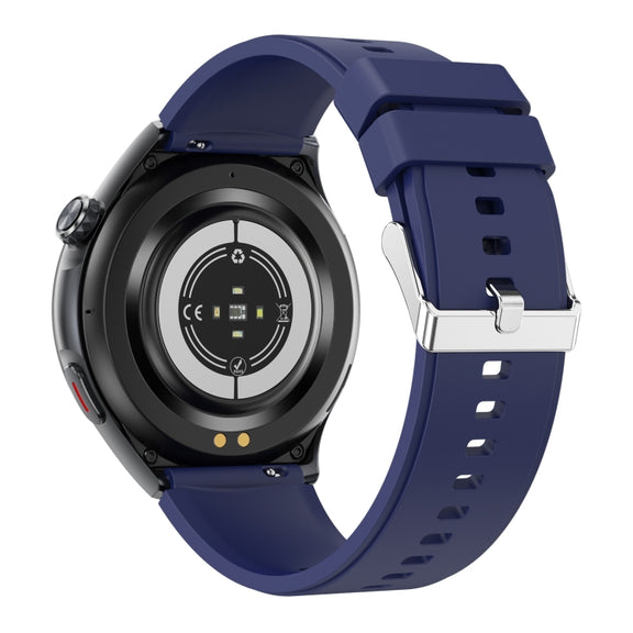 T82 1.43 inch Round Screen BT Call Smart Watch, Heart Rate / Blood Pressure / Blood Oxygen / Sleep / Blood Sugar / HRV / Metope / SOS, Strap:Silicone Blue