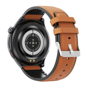 T82 1.43 inch Round Screen BT Call Smart Watch, Heart Rate / Blood Pressure / Blood Oxygen / Sleep / Blood Sugar / HRV / Metope / SOS, Strap:Leather Brown