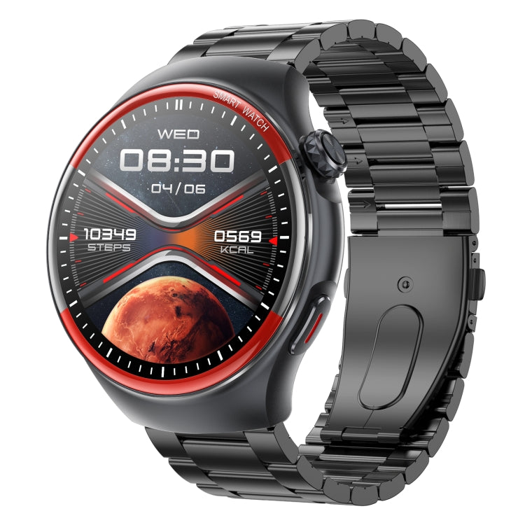 T82 1.43 inch Round Screen BT Call Smart Watch, Heart Rate / Blood Pressure / Blood Oxygen / Sleep / Blood Sugar / HRV / Metope / SOS, Strap:Stainless Steel Black - Smart Wristbands by PMC TechLife | Online Shopping South Africa | PMC TechLife | Buy Now Pay Later Mobicred