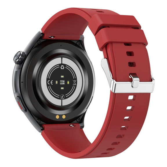 T82 1.43 inch Round Screen BT Call Smart Watch, Heart Rate / Blood Pressure / Blood Oxygen / Sleep / Blood Sugar / HRV / Metope / SOS, Strap:Silicone Red